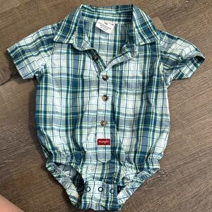 Wrangler Blue and Yellow Plaid Infant Onesie